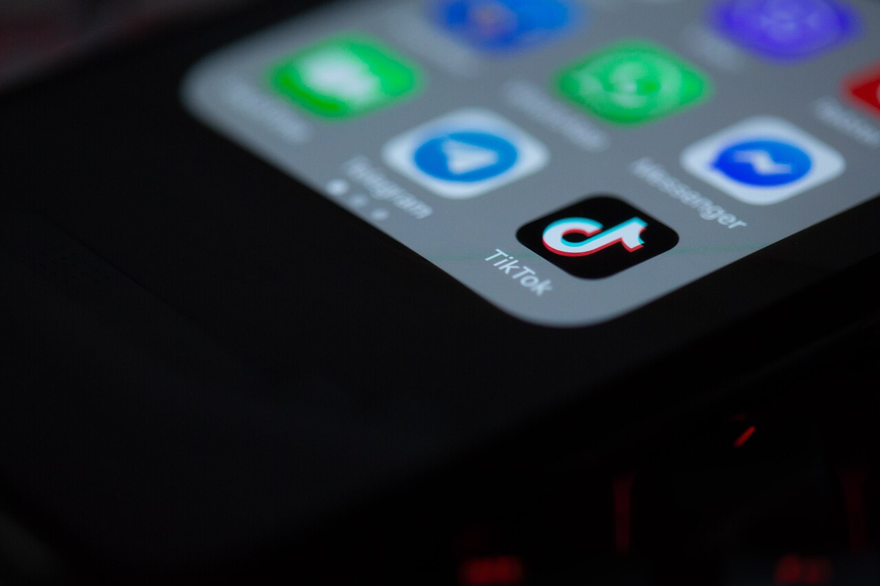 Ícone do aplicativo TikTok na tela inicial de um celular